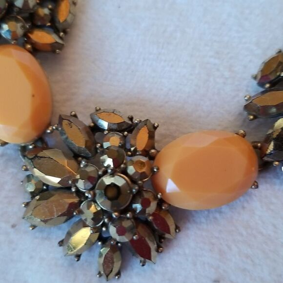 J Crew Vtg Necklace gold tone and orange - Picture 12 of 16